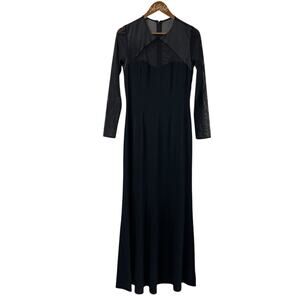 Oleg Cassini Black Tie Full Length Formal Black Dress SZ 10 Mesh Shiny Vintage